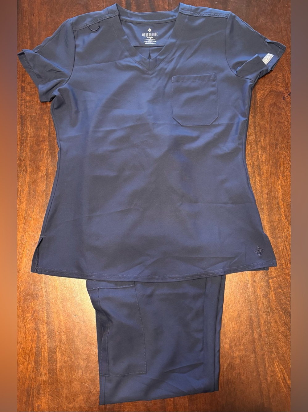 MedCouture  Navy V-Neck Scrub Top & Pants Set